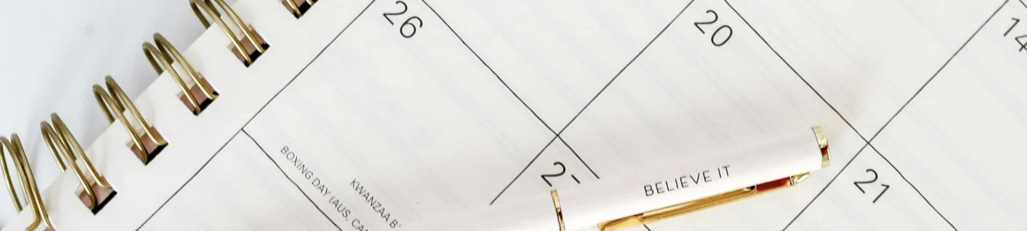 Calendar on desk representing therapist private practice planning and growth.